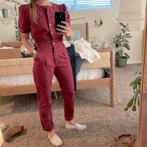 Sezane Lucia Jumpsuit Burgundy